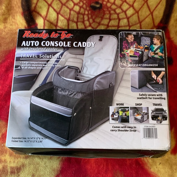Travel Solutions Storage & Organization Ready To Go Auto Console Caddy With Insulated Cooler